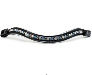 Brida para Caballo Rub International Premium de Cuero Negro, Cómoda, Personalizable, Acolchada, con Perlas Blancas y Forma de Ola Elegante - Product Image 3