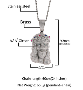 จี้พระเยซูฮิปฮอป Shreeji Jewels เครื่องประดับหรูหราคุณภาพสูง สร้อยสแตนเลสชุบทองคำขาวและทองคำประดับเพชรโมอิสซาไนต์เม็ดใหญ่ - Product Image 5