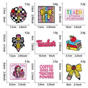 Parches Bordados Termoadhesivos para Maestros con Diseño de Manzanas, Libros y Lápices, Rectangulares, de Fieltro No Tejido, para Regalo - Product Image 4