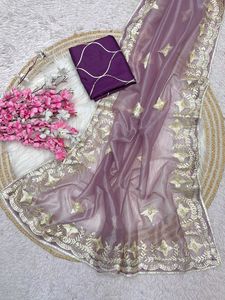 Sari de Tela Suave con Diseño Exclusivo, Blusa Elegante, Estilo Étnico Moderno, Última Tendencia India, Ropa Modesta para Fiestas - Product Image 3