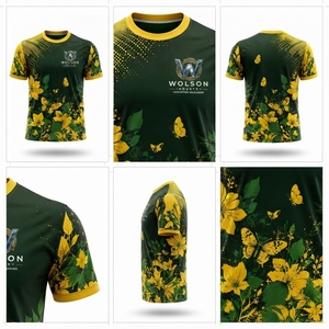 T-shirt professionnel personnalisé à col roulé et manches courtes pour homme, en polyester, imprimé sérigraphié, style sportif formel, motifs vifs sur toute la surface - Product Image 5