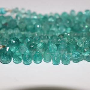 Cuentas de gota de apatita facetadas al por mayor Briolette 4*6-5*7mm 8 pulgadas gotas de corte lateral Material de piedra Natural - Product Image 1