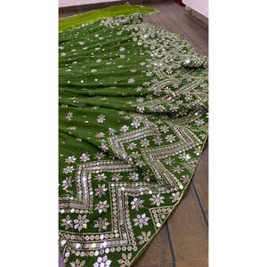 Diseñador indio y pakistaní de fiesta Lehenga Choli con Secuencia y trabajo Zari - Product Image 5