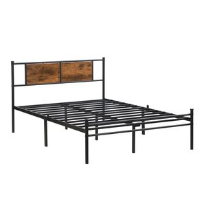Struttura letto matrimoniale in metallo nero con decorazione testiera in legno - Product Image 5