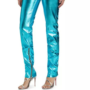 Pantalones de Cuero Metálico de Corte Bootcut, Ajuste Regular, Secado Rápido, Impermeables, Precio Accesible - Product Image 4
