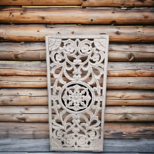 งานแกะสลักไม้ MDF รูปทรงสี่เหลี่ยมผืนผ้า ลายดอกไม้แบบดั้งเดิม 3 มิติ คุณภาพสูง ทำมือ สไตล์บ้านไร่ สำหรับตกแต่งผนังบ้าน - Product Image 1