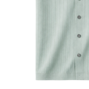 <b>Men's</b> Light Green Short Sleeve Knit <b>Cardigan</b> With Button Closure Turn-down Collar Summer Breathable Solid Color Polo Style Top - Product Image 5