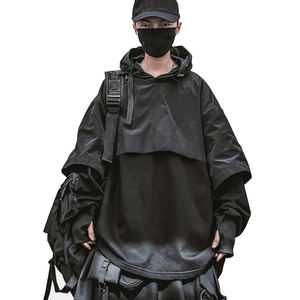 เสื้อฮู้ดเทคแวร์ผู้ชาย สไตล์ไซเบอร์พังก์ สตรีทแวร์ แนวอเมริกัน ทหารยุทธวิธี สีดำ ทรงโอเวอร์ไซส์ ฟังก์ชั่นแนล นินจา พูลโอเวอร์ เสื้อแจ็คเก็ตอเนกประสงค์ - Product Image 3