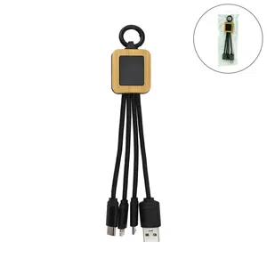 Bamboo Light-Up Logo Type C Car Charger Multi- <b>Charging</b> <b>Cables</b> - Product Image 1