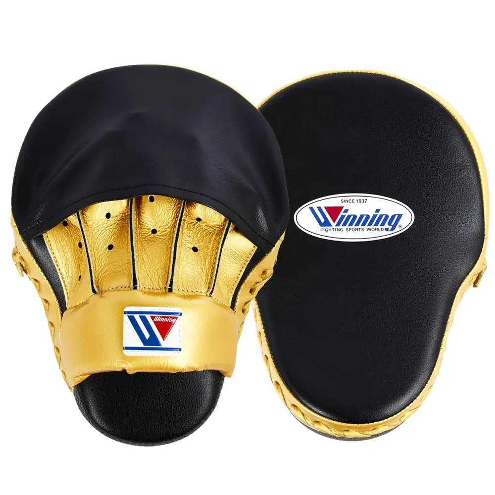 Brand New Winning Boxing Custom Cm-65 Punch Mitts-Équipement d'entraînement de boxe en or noir Muay Thai Pads Focus Mitts Boxing Pads