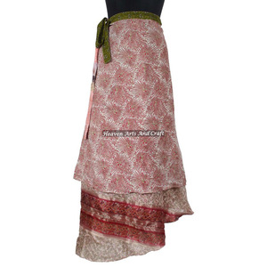Falda Cruzada de Seda de Diseño Indio, Reversible, de Dos Capas, Fabricante Mayorista - Product Image 3