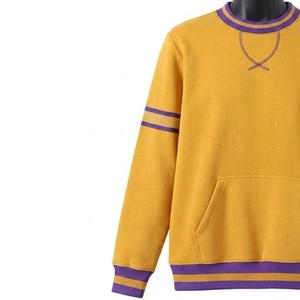 Men's Black And <b>Purple</b> Color Blocking Crew Neck Pullover Sweatshirt Regular Fit Knitted Casual Style Heat Transfer Printed - Product Image 4