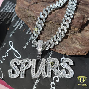 Collier personnalisé avec pendentif Spurs, diamant moissanite, style Cuban Link, bijoux hip hop pour hommes et femmes - Product Image 5
