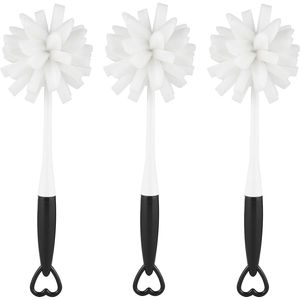 Confezione da 3 spazzole per la pulizia di bottiglie e piatti in vetro con manico per la pulizia con spugna - Product Image 1