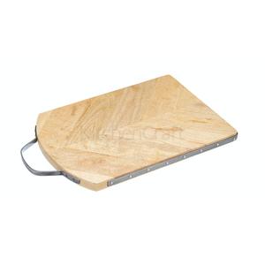 ถาดเสิร์ฟไม้กระถินทรงสวยงาม พร้อมหูจับโลหะ งานแฮนด์เมด สำหรับเสิร์ฟอาหาร ตกแต่งงานแต่งงาน โรงแรม บ้าน ร้านอาหาร - Product Image 2