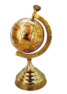 Globo Terráqueo Decorativo de Latón Vintage con Acabado Dorado, Adorno de Escritorio Clásico para Estudio, Oficina, Hogar, Decoración de Viajes - Product Image 4