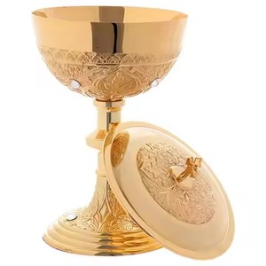 Ciborio de Latón Premium para Altar de Iglesia, Recipiente para Guardar la Sagrada Hostia para la Adoración Eucarística - Product Image 5