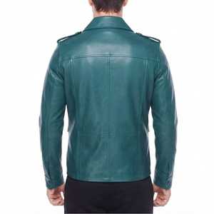 Custom Genuine <b>Leather</b> <b>Jacket</b> <b>Men</b> Womens Unisex Eco-Friendly V-neck Front Logo Streetwear Windproof Winter Fit - Product Image 2