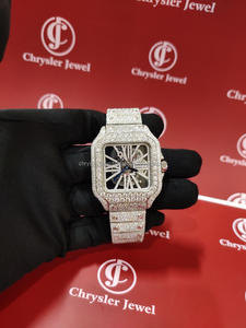 Branded Fully Iced VVS Moissanite Diamond Studded Hip Hop Bling Bust Automatic Mechanical <b>Wrist</b> Watch <b>for</b> Stainless Steel Glass - Product Image 6