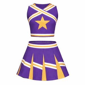 Uniforme de cheerleading avec strass, option de broderie personnalisée, logo par transfert thermique, ensemble jupe plissée, uniforme de cheerleading - Product Image 1