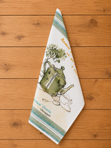 Paño de Cocina con Estampado de Tetera en Acuarela Paño de Cocina con Ilustración Vintage de Té y Cocina. Toalla de Mano Decorativa de Lino para Cocina - Product Image 4