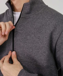 Sudadera personalizada con cierre de cremallera de un cuarto, cuello simulado, de algodón y forro polar para hombre 2025, precio de descuento al por mayor OEM ODM - Product Image 5