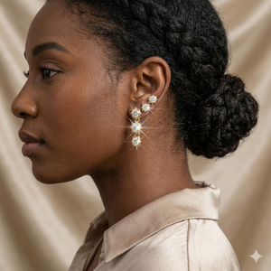 ต่างหูเพชรทรงหยดน้ำแบบห้อยประดับเพชรเพาะเลี้ยง ต่างหูทองคำ 14K สีเหลือง ต่างหูเพชรแบบห้อยเรียบง่ายสำหรับเจ้าสาว - Product Image 2