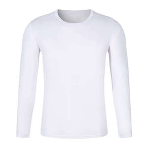 T-shirts en polyester uni à manches longues à prix de gros, personnalisables avec logo, pour hommes, impression de t-shirts blancs unisexes pour hommes - Product Image 1