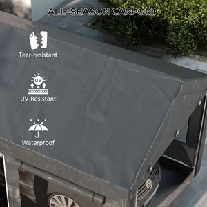 Tettoia per Auto Resistente 20FT X 10FT con 4 Finestre a Rete e 4 Porte, Altezza Regolabile, Grigia - Product Image 4