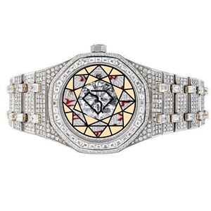 Montre de luxe style américain en moissanite, montre hip-hop en acier inoxydable avec diamants, montre-bracelet pour homme Ice Out, accessoires de tous les jours - Product Image 2