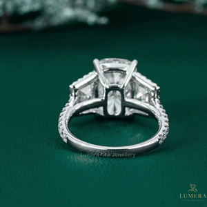 Sophisticated <b>Custom</b> <b>Ring</b> Featuring Cushion Cut Center Diamond with Tapered Baguette and Round Accent Stones VVS2 Clarity - Product Image 3
