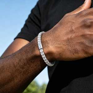 Pulsera de tenis de plata de ley 925 con moissanita, estilo clásico, con cierres seguros para hombres y mujeres. - Product Image 4
