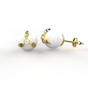 Freshwater Pearl Stud <b>Earrings</b> 18K Gold Plated Round Brilliant Diamond Claw Setting Women's Classic <b>Fine</b> Jewelry - Product Image 3