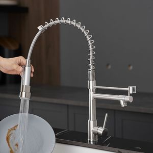 Rubinetto da Cucina Commerciale in Acciaio Inossidabile con Maniglia Singola e Doccetta Estraibile, Miscelatore Monocomando per Lavello - Product Image 4