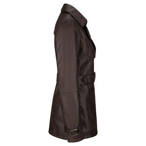 Chaqueta de Mujer de Piel de Oveja Marrón, Impermeable, Transpirable y Ecológica, con Botones al Frente, Manga Larga, Cuello y Relleno de Poliéster - Product Image 2