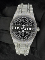Montre-bracelet mécanique de luxe Hip Hop en acier inoxydable entièrement sertie de diamants Moissanite, cadran en verre analogique, vente chaude