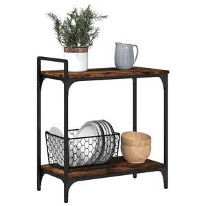 Chariot de cuisine en bois d'ingénierie de 23,8''x12,2''x28,5'' en chêne fumé, îlots et chariots de cuisine - Product Image 6