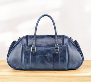 Usine en gros modèle personnalisé en cuir véritable Vintage voyage sac de sport Portable fermeture éclair bagages pour les sports de week-end en semaine - Product Image 3