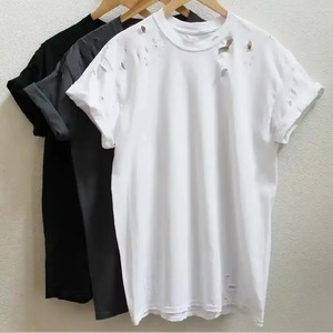 เสื้อยืดฮิปฮอปผู้ชายไซส์ใหญ่ ผ้าถัก ระบายอากาศได้ดี ผ้าฝ้าย 100% ลุคทำสีซีดสไตล์วินเทจ ทรงโอเวอร์ไซส์ สตรีทแวร์ - Product Image 5