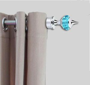 Handmade <b>Single</b> Art Deco <b>Curtains</b> Rod Brackets with Aqua Neon Crystal Knobs - Product Image 2