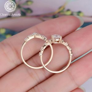 Charm Jewells Cushion Cut Moissanite Engagement <b>Ring</b> Rose Gold Plated Prong Setting Romantic Flower Design Silver Women's - Product Image 2