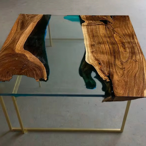 โต๊ะกาแฟเรซิ่นรูปทรงแม่น้ำ งานแฮนด์เมดรักษ์โลก สีและขนาดสั่งทำได้ วาดลายด้วยมือ รูปทรงธรรมชาติ งานฝีมือเหนือกาลเวลา - Product Image 1