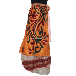 Indian Reversible Sari Wrap <b>Skirt</b> Rajasthani Fancy Reversible Silk <b>Long</b> Wrap <b>Skirt</b> Wholesale Manufacturer - Product Image 3