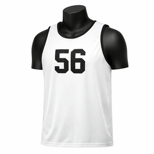 Chaleco de entrenamiento blanco con el número 56 impreso en la espalda para práctica deportiva, diseño transpirable de tela de malla - Product Image 2