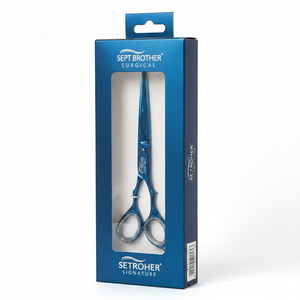 กรรไกรตัดผมมืออาชีพ กรรไกรตัดผมเคลือบไทเทเนียมสีน้ำเงิน อุปกรณ์สำหรับร้านเสริมสวย - Product Image 4