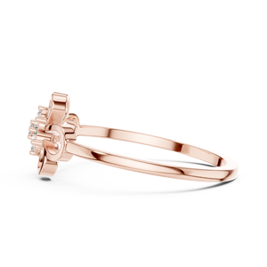 Bague en or rose ajourée à motif floral avec grappe de diamants de laboratoire |   Bague de promesse élégante à motif floral pour femme, cadeau d'anniversaire - Product Image 4