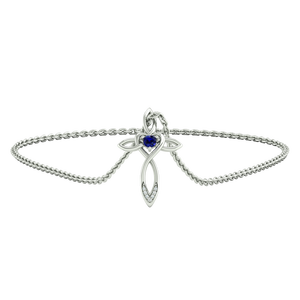 Collar con Colgante de Cruz Celta en Plata de Ley 925 con Baño de Rodio, con Circonita Cúbica Azul Zafiro y Circonita Cúbica Blanca para Mujer - Product Image 1