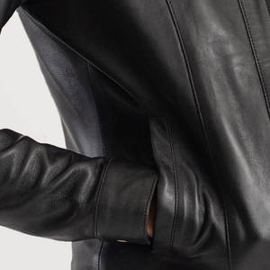 Chaqueta de cuero genuino para mujer, estilo motociclista, transpirable, talla grande, para invierno - Product Image 3