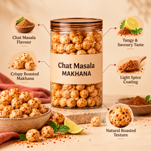 Chat Masala Makhana |   Noix de renard grillées croustillantes, saveur savoureuse, qualité supérieure, paquets de 90 g, vente en gros, fournisseur d'exportation - Product Image 5
