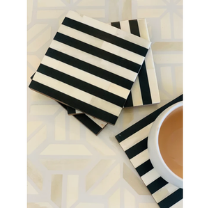 Sous-verre de luxe en os incrusté avec support, motif carré moderne noir et blanc, tapis antidérapants de qualité alimentaire - Product Image 4